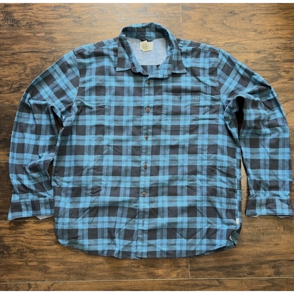 L.L.‎ Bean Men's Plaid Flannel Button-Up Shirt Traditional Fit Blue Black Size L